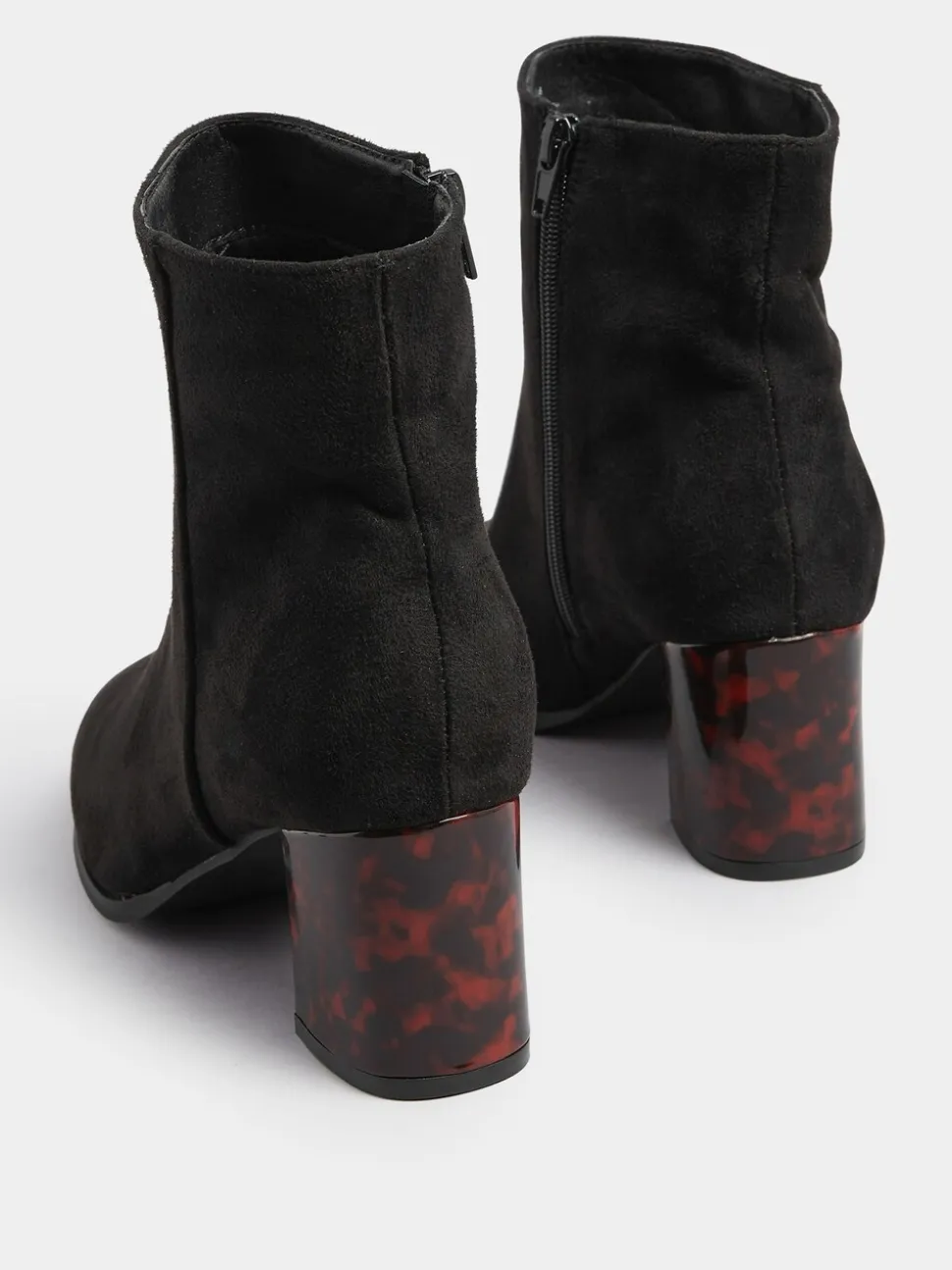 Yours Curve Black Extra-Wide Fit Tortoise Shell Block Heel Boots