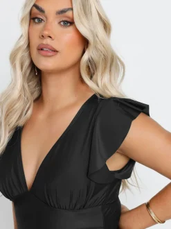 Yours Curve Black Frill Sleeve Swimsuit