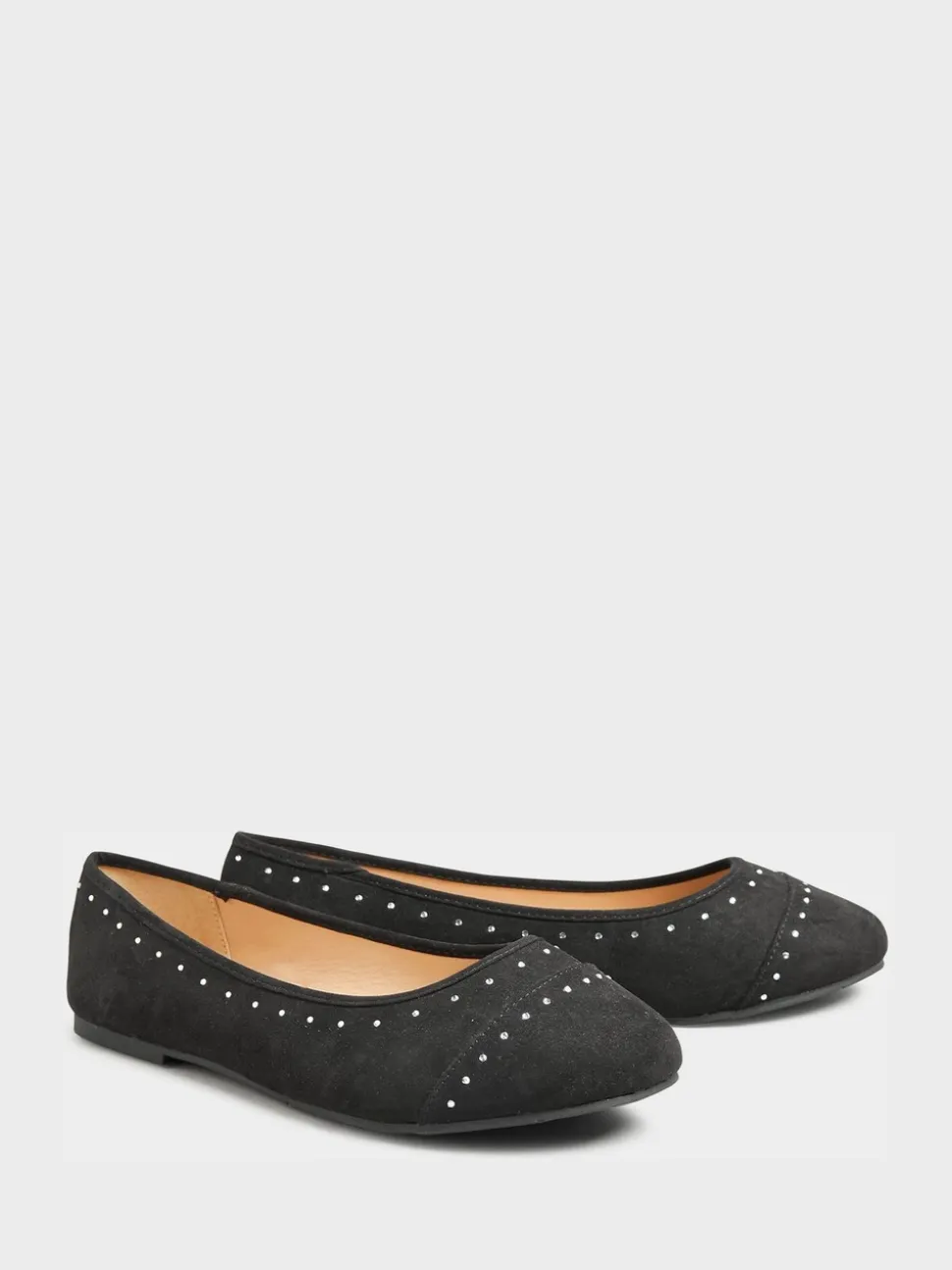 Yours Curve Black Ground Wide Fit Blaise Ballerinas