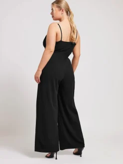 Yours Curve Black LONDON Diamante Corset Jumpsuit