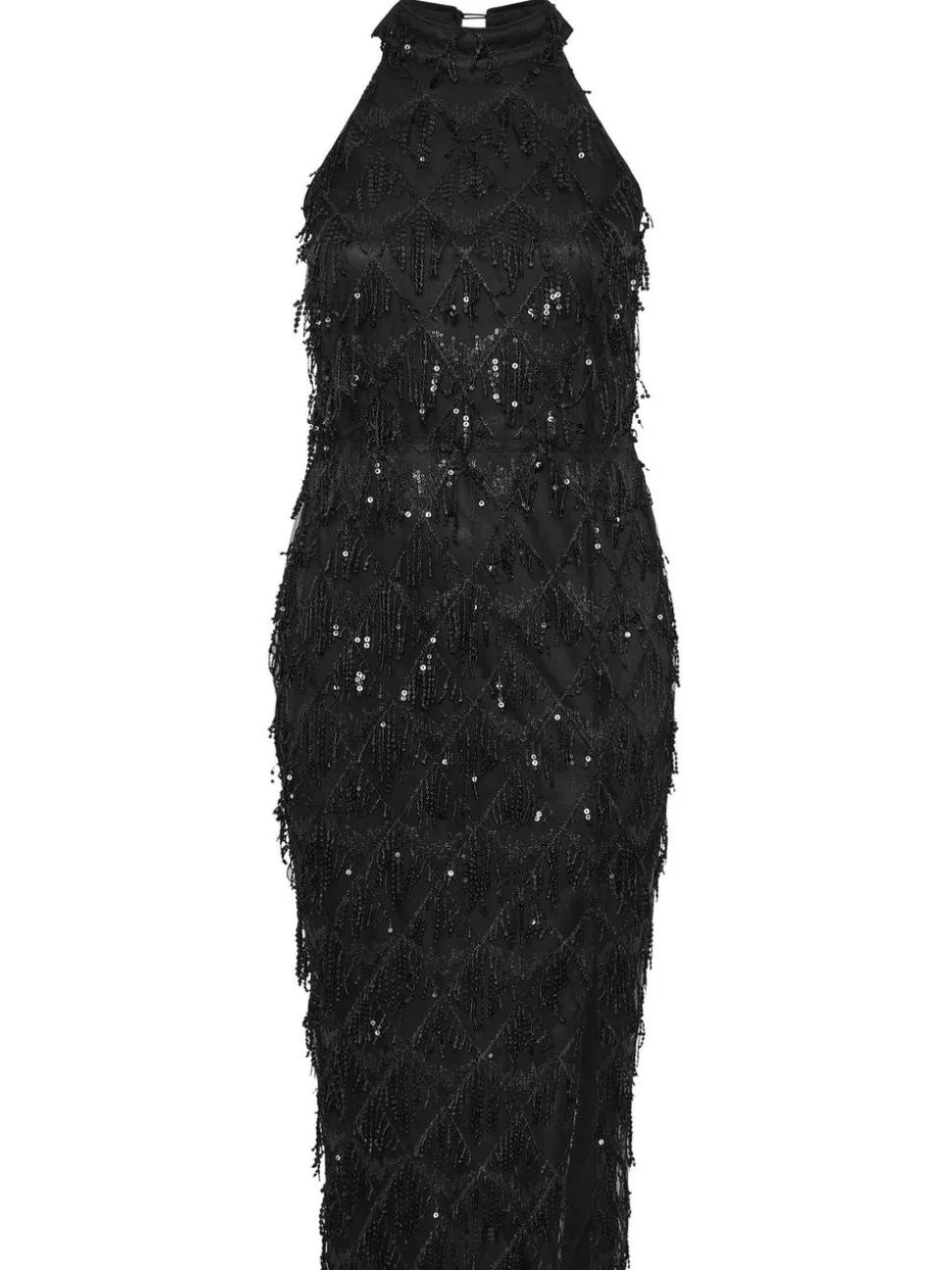 Yours Curve Black London Sequin Tassle Choker Dress