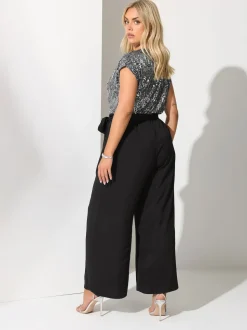 Yours Curve Black London 2-in-1 Sequin Jumpsuit