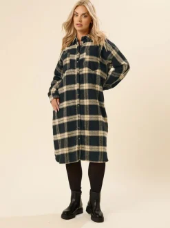 Yours Curve Black Longline Check Shirt