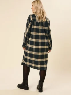 Yours Curve Black Longline Check Shirt