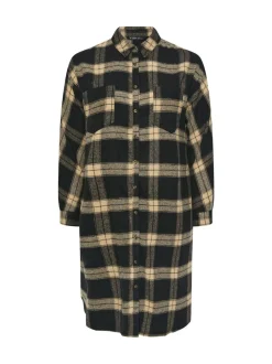 Yours Curve Black Longline Check Shirt