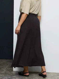 Yours Curve Black Maxi Jersey Stretch Skirt