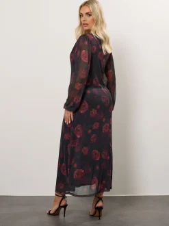 Yours Curve Black Mesh Balloon Sleeve Dress