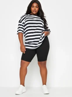 Yours Curve Black Mid Wash Bermuda Shorts