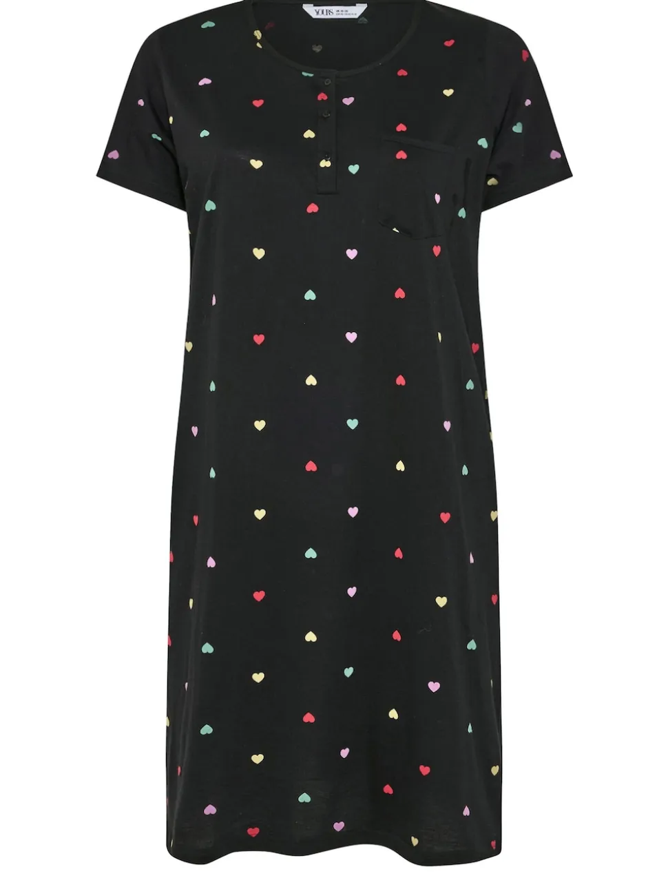Yours Curve Black Placket Nightdress