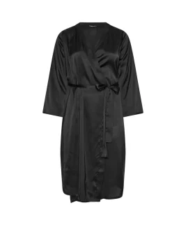 Yours Curve Black Satin Robe