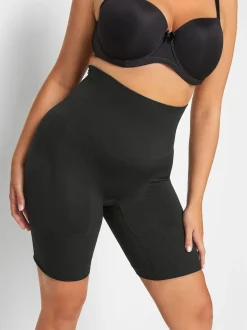 Yours Curve Black Seamless Tummy Control High Waisted Shorts