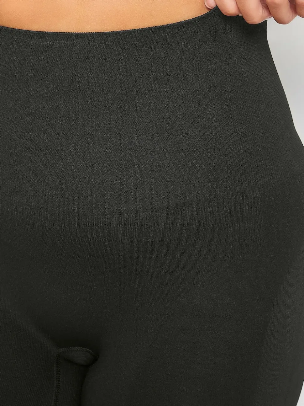Yours Curve Black Seamless Tummy Control High Waisted Shorts