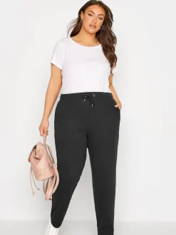 Yours Curve Black Straight Leg Joggers
