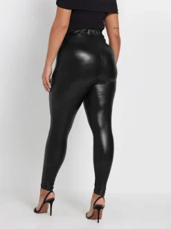 Yours Curve Black Stretch Coated Leggings