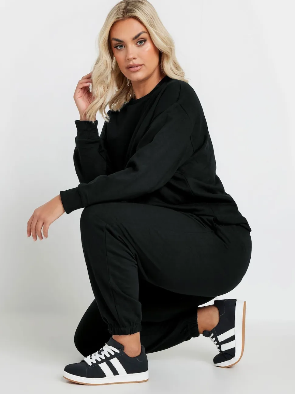 Yours Curve Black Sweatshirt & Joggers Set