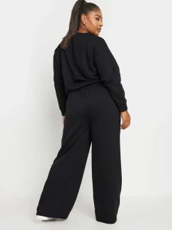 Yours Curve Black Sweatshirt & Wide Leg Joggers Set