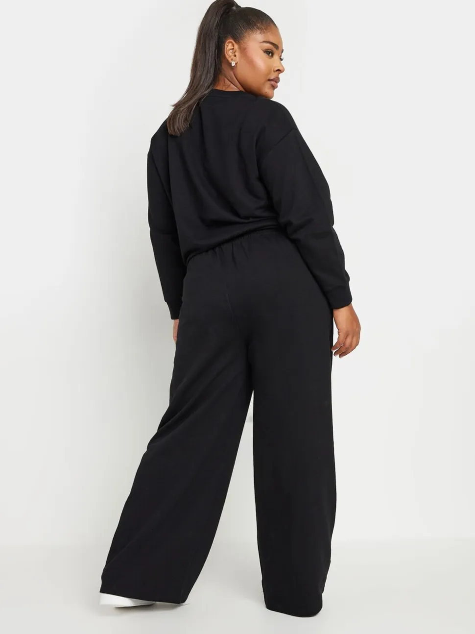 Yours Curve Black Sweatshirt & Wide Leg Joggers Set