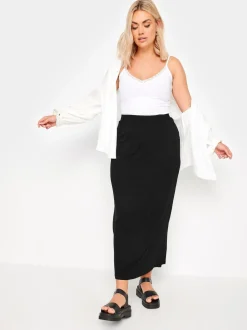 Yours Curve Black Tube Maxi Skirt