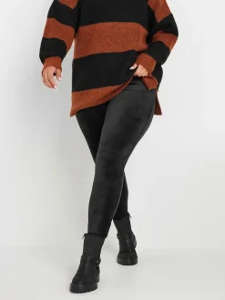 Yours Curve Black Velour Leggings