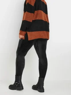 Yours Curve Black Velour Leggings