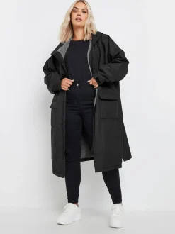 Yours Curve Black Waterproof Fleece Lined Robe