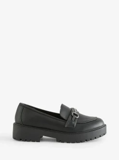 Yours Curve Black Wide Fit Wide Fit Metal Detail Loafers