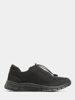 Yours Curve Black Wide Fit Titania Gem Trainers