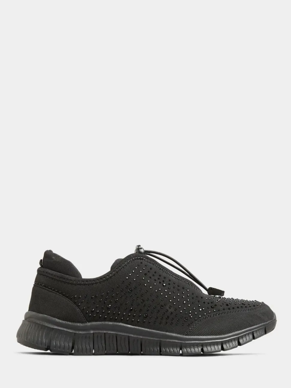 Yours Curve Black Wide Fit Titania Gem Trainers