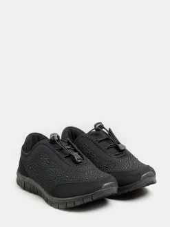 Yours Curve Black Wide Fit Titania Gem Trainers