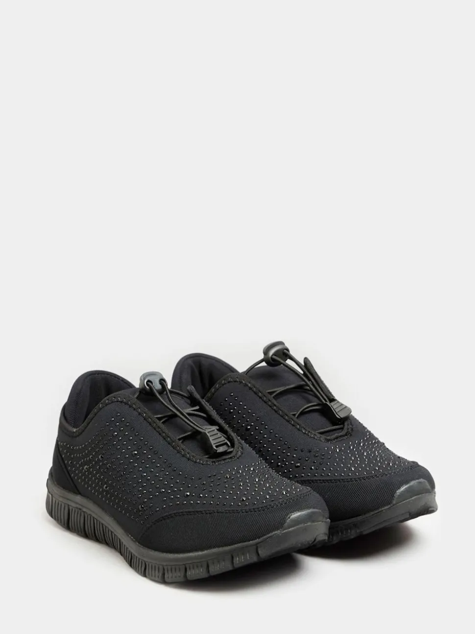 Yours Curve Black Wide Fit Titania Gem Trainers
