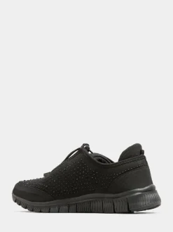 Yours Curve Black Wide Fit Titania Gem Trainers