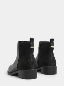 Yours Curve Black Wide Fit Extra-Wide Fit Metal Trim Ankle Boots