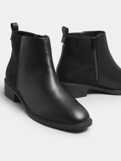 Yours Curve Black Wide Fit Extra-Wide Fit Metal Trim Ankle Boots
