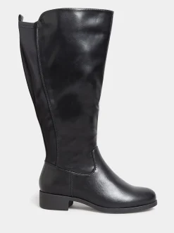 Yours Curve Black Wide Fit Extra Wide Fit Stretch Knee Boots