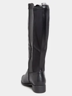 Yours Curve Black Wide Fit Extra Wide Fit Stretch Knee Boots