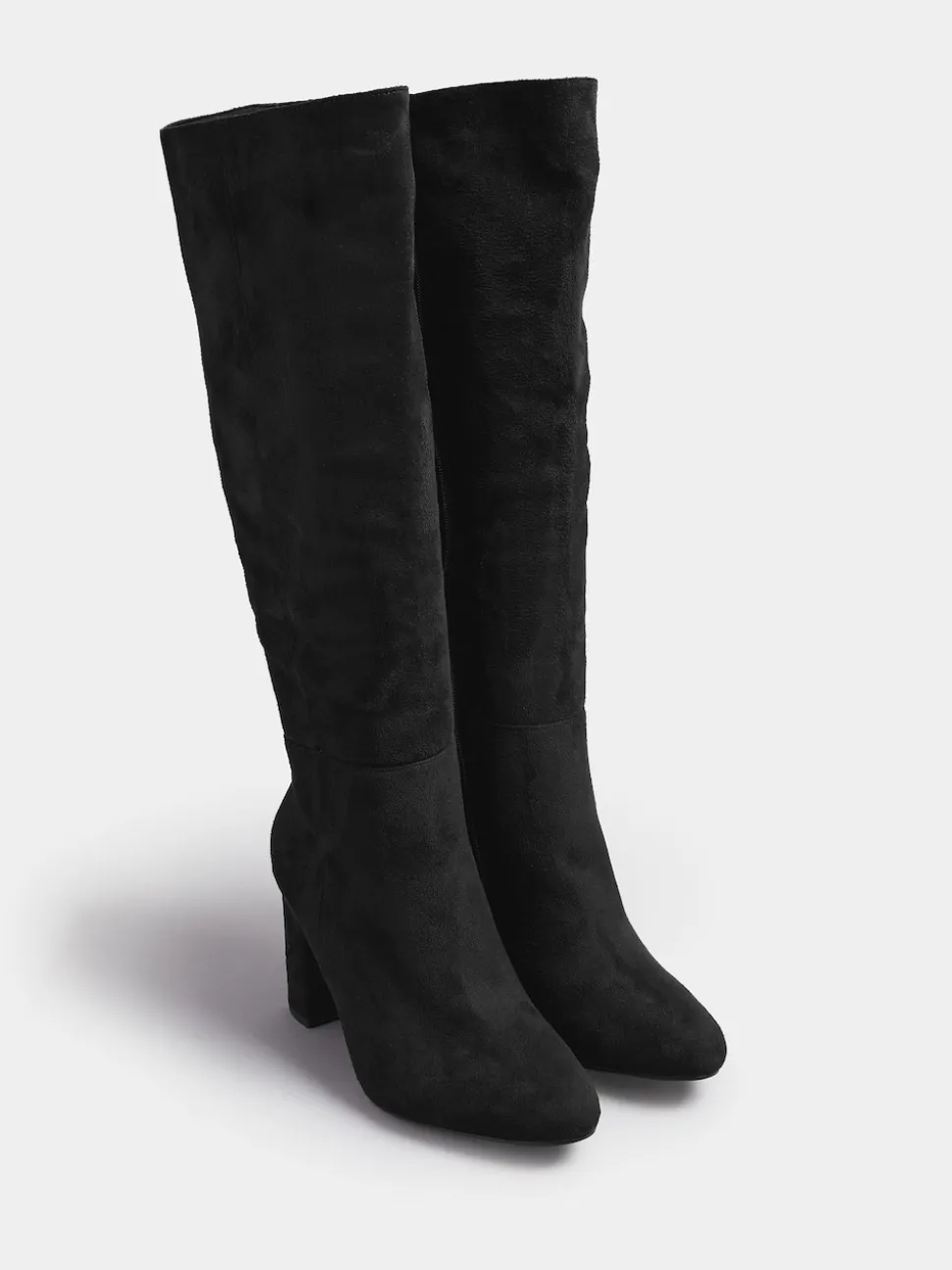 Yours Curve Black Wide Fit Wide Fit Heeled Micro Knee High Boots