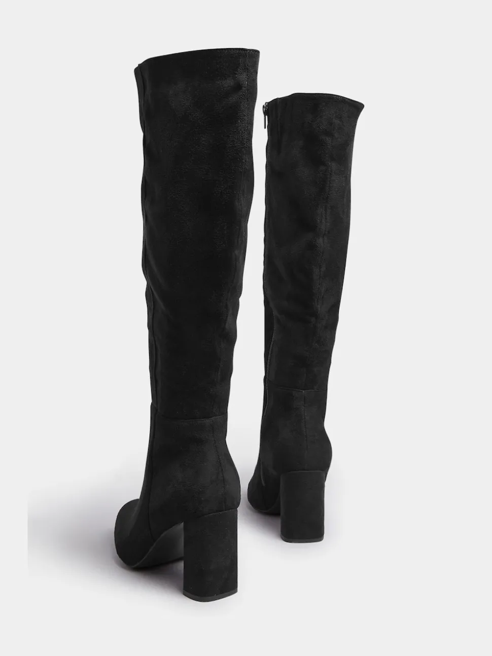 Yours Curve Black Wide Fit Wide Fit Heeled Micro Knee High Boots