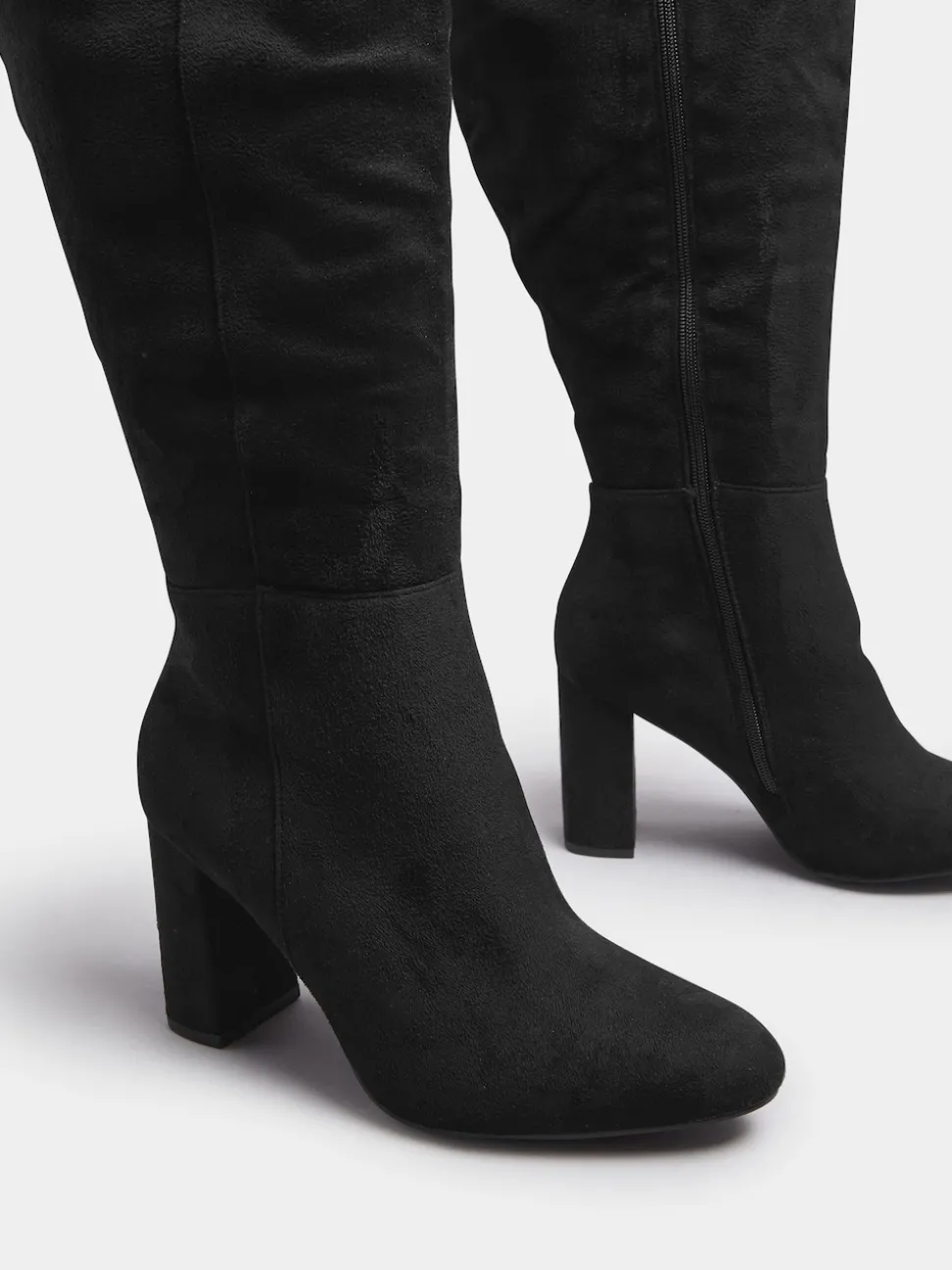 Yours Curve Black Wide Fit Wide Fit Heeled Micro Knee High Boots