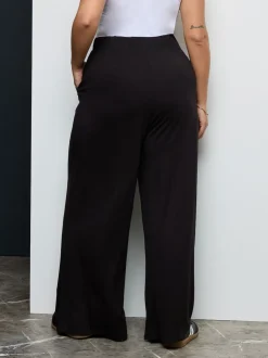 Yours Curve Black Wide Leg Trousers