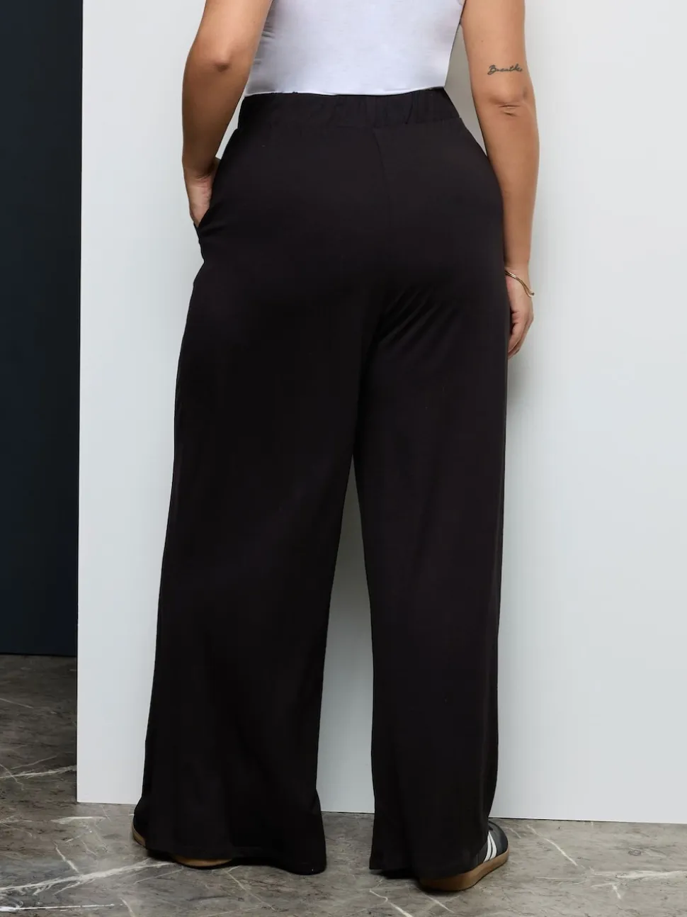 Yours Curve Black Wide Leg Trousers