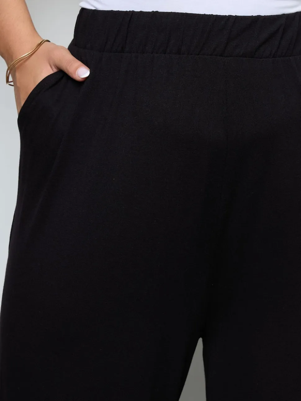 Yours Curve Black Wide Leg Trousers