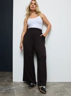 Yours Curve Black Wide Leg Trousers