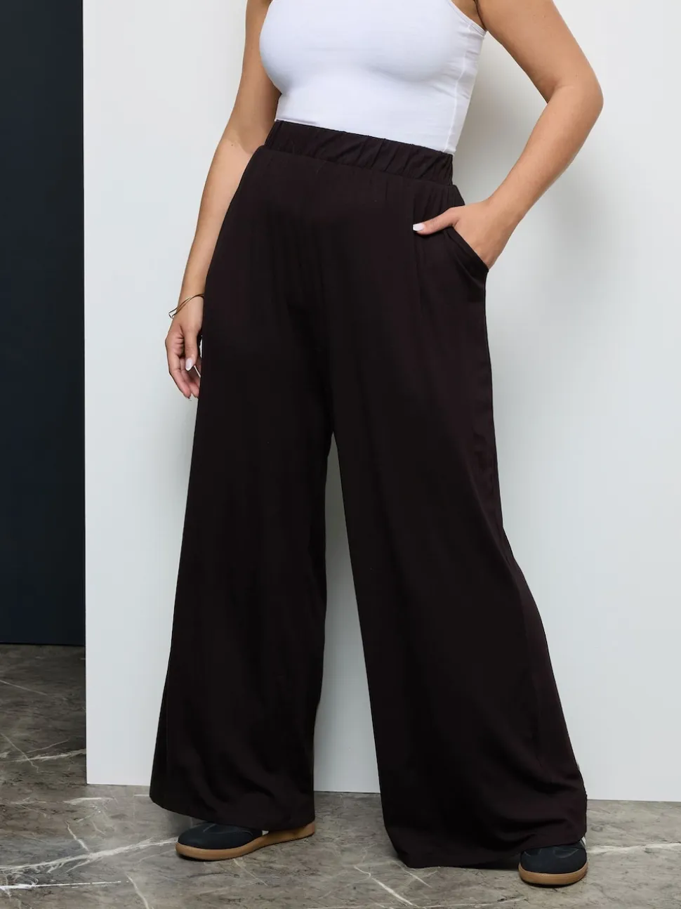 Yours Curve Black Wide Leg Trousers