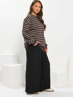 Yours Curve Black Wide Leg Trousers