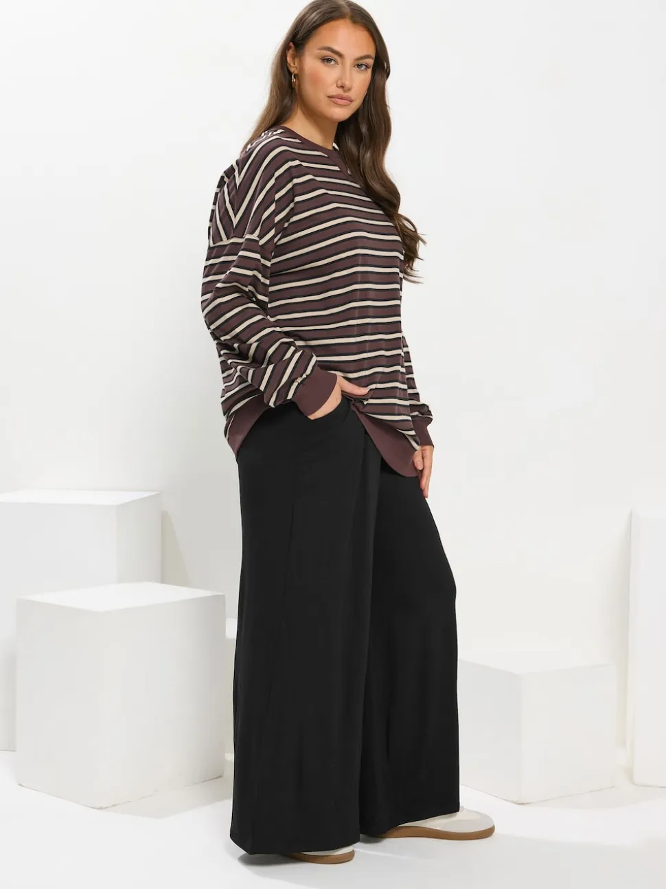 Yours Curve Black Wide Leg Trousers