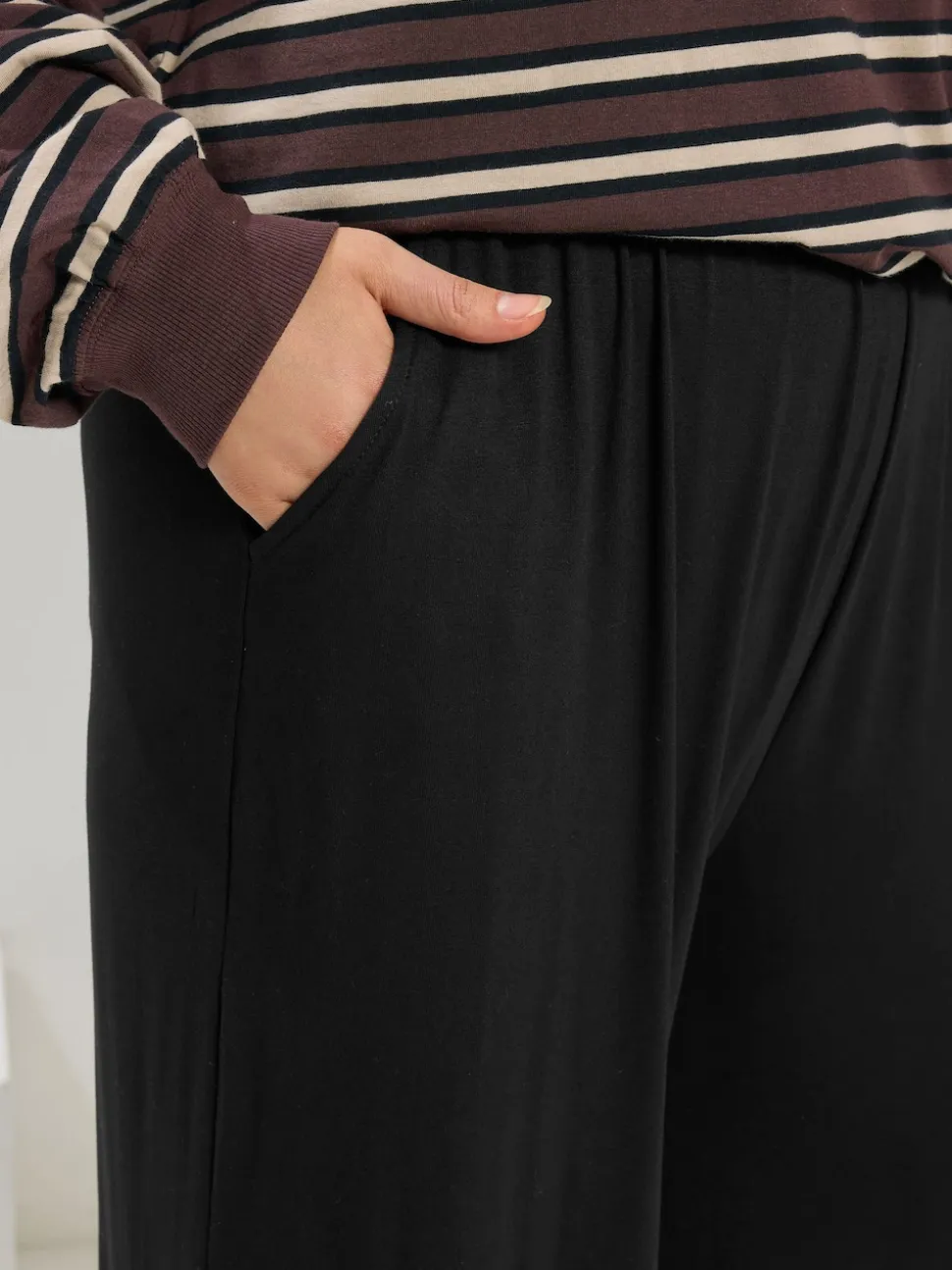 Yours Curve Black Wide Leg Trousers