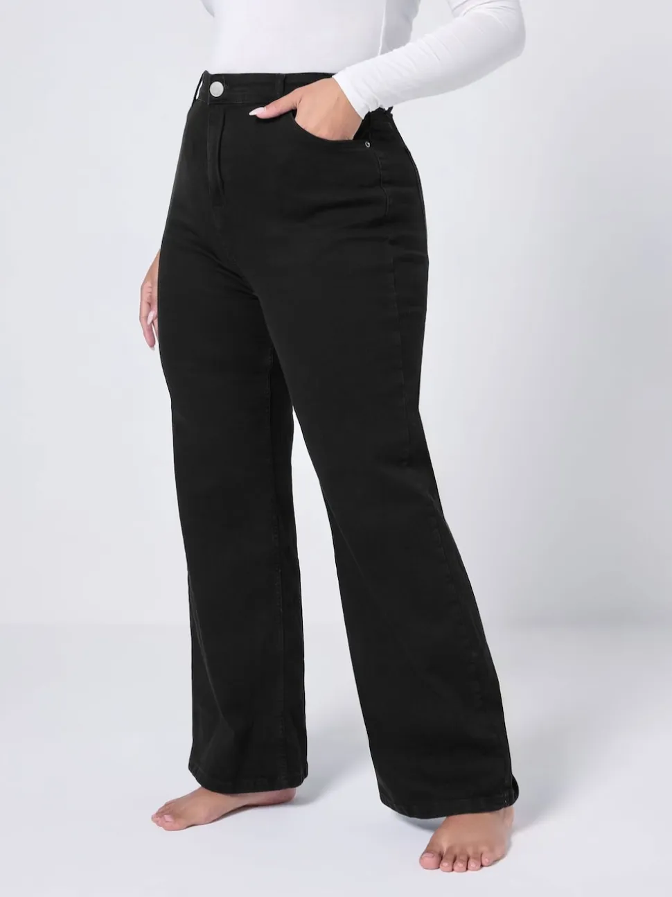 Yours Curve Black Wide Leg Jeans