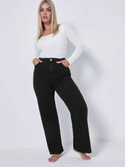 Yours Curve Black Wide Leg Jeans