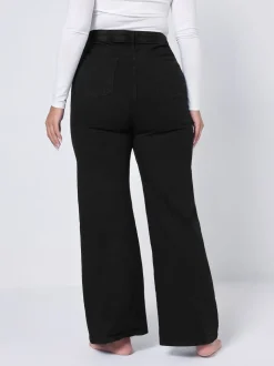 Yours Curve Black Wide Leg Jeans