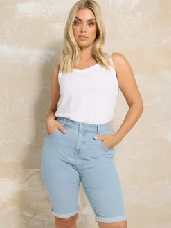 Yours Curve Blue Basic Denim Shorts